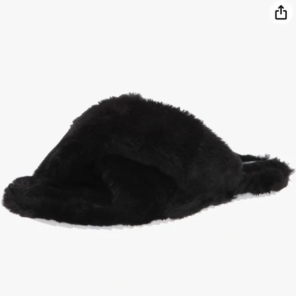 Vince Camuto Kortendie Black Faux Fur Slip On Slide Slippers Size 9M - Picture 4 of 12